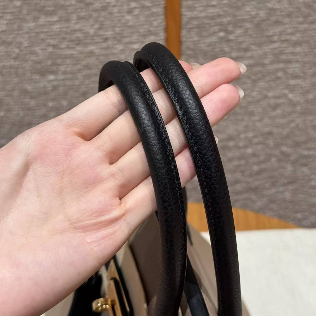 Hermes Birkin 30 Bag Handmade In Togo Calfskin Leather Gold Hardware 81 Gris Tourterelle 89 Noir - Image 5