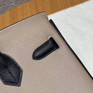 Hermes Birkin 30 Bag Handmade In Togo Calfskin Leather Gold Hardware 81 Gris Tourterelle 89 Noir - Image 3
