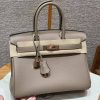 Hermes Birkin 30 Bag Handmade In Togo Calfskin Leather Rose Gold Hardware 81 Gris Tourterelle