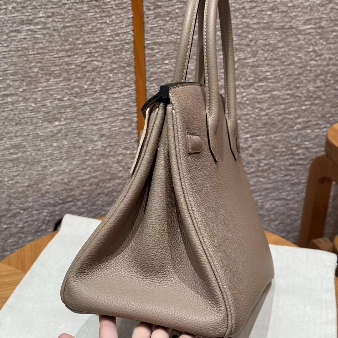 Hermes Birkin 30 Bag Handmade In Togo Calfskin Leather Rose Gold Hardware 81 Gris Tourterelle - Image 2