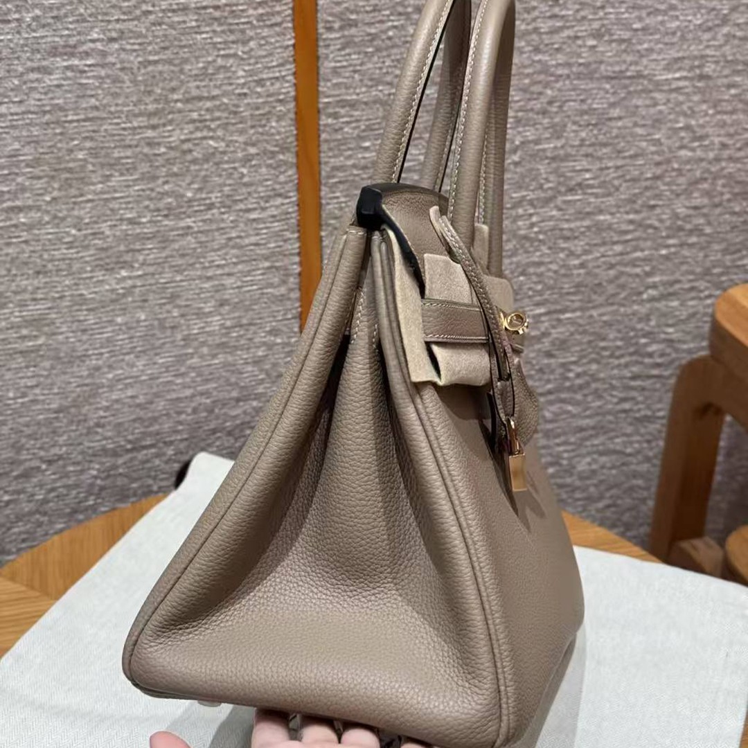 Hermes Birkin 30 Bag Handmade In Togo Calfskin Leather Rose Gold Hardware 81 Gris Tourterelle - Image 15