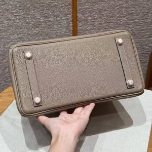 Hermes Birkin 30 Bag Handmade In Togo Calfskin Leather Rose Gold Hardware 81 Gris Tourterelle - Image 14