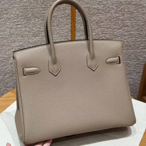 Hermes Birkin 30 Bag Handmade In Togo Calfskin Leather Rose Gold Hardware 81 Gris Tourterelle - Image 13