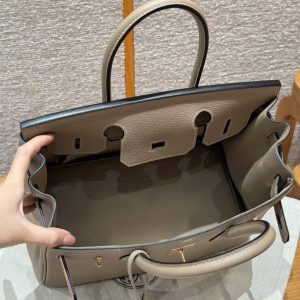 Hermes Birkin 30 Bag Handmade In Togo Calfskin Leather Rose Gold Hardware 81 Gris Tourterelle - Image 12