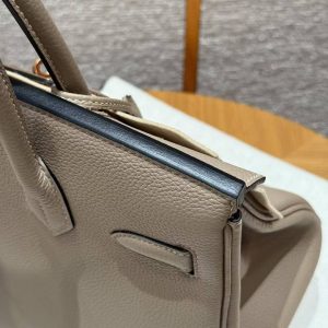 Hermes Birkin 30 Bag Handmade In Togo Calfskin Leather Rose Gold Hardware 81 Gris Tourterelle - Image 11