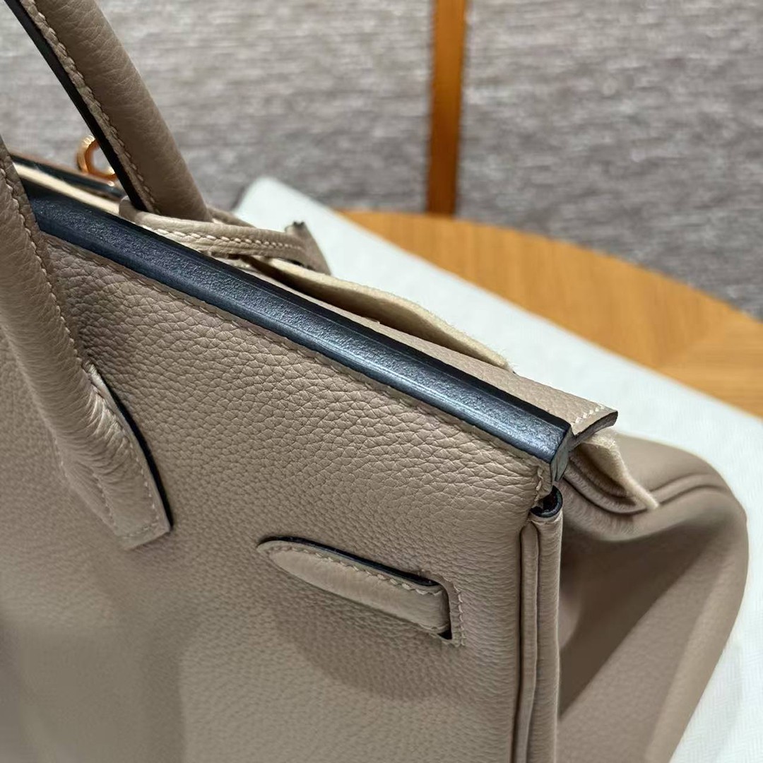 Hermes Birkin 30 Bag Handmade In Togo Calfskin Leather Rose Gold Hardware 81 Gris Tourterelle - Image 11