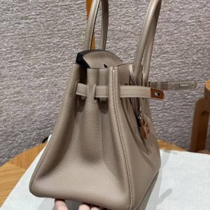 Hermes Birkin 30 Bag Handmade In Togo Calfskin Leather Rose Gold Hardware 81 Gris Tourterelle - Image 8