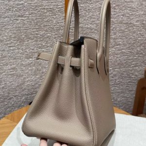 Hermes Birkin 30 Bag Handmade In Togo Calfskin Leather Rose Gold Hardware 81 Gris Tourterelle - Image 7