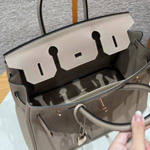 Hermes Birkin 30 Bag Handmade In Togo Calfskin Leather Rose Gold Hardware 81 Gris Tourterelle - Image 6