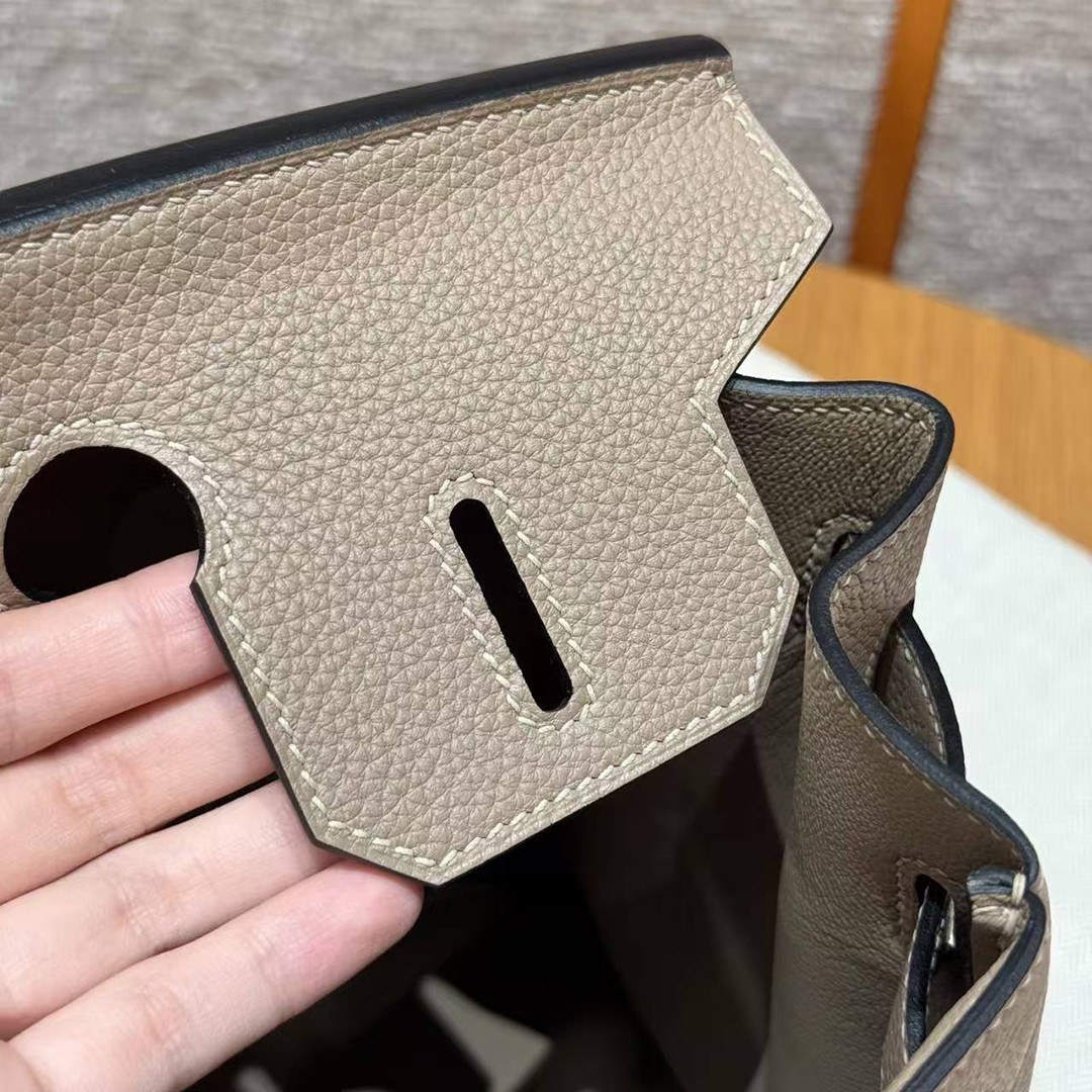 Hermes Birkin 30 Bag Handmade In Togo Calfskin Leather Rose Gold Hardware 81 Gris Tourterelle - Image 5