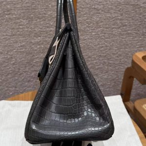 Hermes Birkin 30 Bag Handmade In Porosus Crocodile Leather From France Gold Hardware 88 Graphite - Image 25