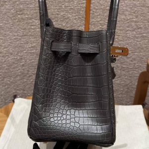 Hermes Birkin 30 Bag Handmade In Porosus Crocodile Leather From France Gold Hardware 88 Graphite - Image 23