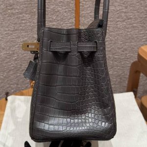 Hermes Birkin 30 Bag Handmade In Porosus Crocodile Leather From France Gold Hardware 88 Graphite - Image 22