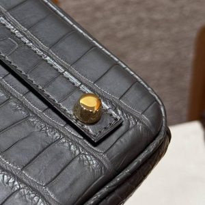Hermes Birkin 30 Bag Handmade In Porosus Crocodile Leather From France Gold Hardware 88 Graphite - Image 18