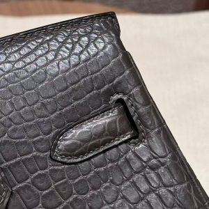 Hermes Birkin 30 Bag Handmade In Porosus Crocodile Leather From France Gold Hardware 88 Graphite - Image 17