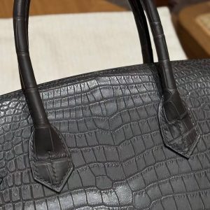 Hermes Birkin 30 Bag Handmade In Porosus Crocodile Leather From France Gold Hardware 88 Graphite - Image 15