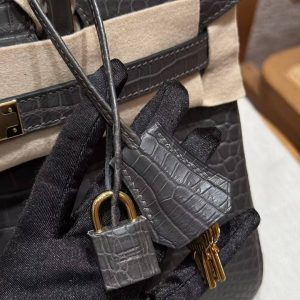 Hermes Birkin 30 Bag Handmade In Porosus Crocodile Leather From France Gold Hardware 88 Graphite - Image 13