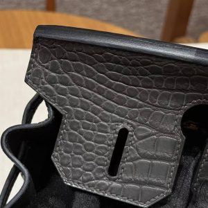 Hermes Birkin 30 Bag Handmade In Porosus Crocodile Leather From France Gold Hardware 88 Graphite - Image 12