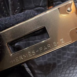 Hermes Birkin 30 Bag Handmade In Porosus Crocodile Leather From France Gold Hardware 88 Graphite - Image 10
