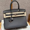 Hermes Birkin 30 Bag Handmade In Togo Calfskin Leather Silver Hardware 88 Graphite