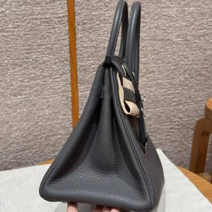 Hermes Birkin 30 Bag Handmade In Togo Calfskin Leather Silver Hardware 88 Graphite - Image 18