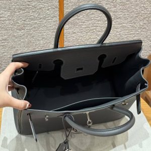 Hermes Birkin 30 Bag Handmade In Togo Calfskin Leather Silver Hardware 88 Graphite - Image 15