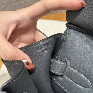 Hermes Birkin 30 Bag Handmade In Togo Calfskin Leather Silver Hardware 88 Graphite - Image 14