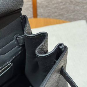 Hermes Birkin 30 Bag Handmade In Togo Calfskin Leather Silver Hardware 88 Graphite - Image 12