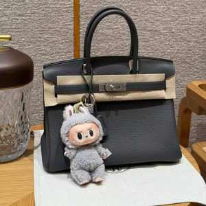 Hermes Birkin 30 Bag Handmade In Togo Calfskin Leather Silver Hardware 88 Graphite - Image 11