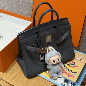 Hermes Birkin 30 Bag Handmade In Togo Calfskin Leather Silver Hardware 88 Graphite - Image 8