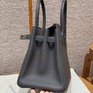 Hermes Birkin 30 Bag Handmade In Togo Calfskin Leather Silver Hardware 88 Graphite - Image 6