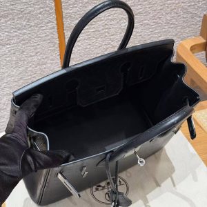 Hermes Birkin 30 Bag Handmade In KK Ostrich Leather from South Africa Silver Hardware 89 Noir - Image 25
