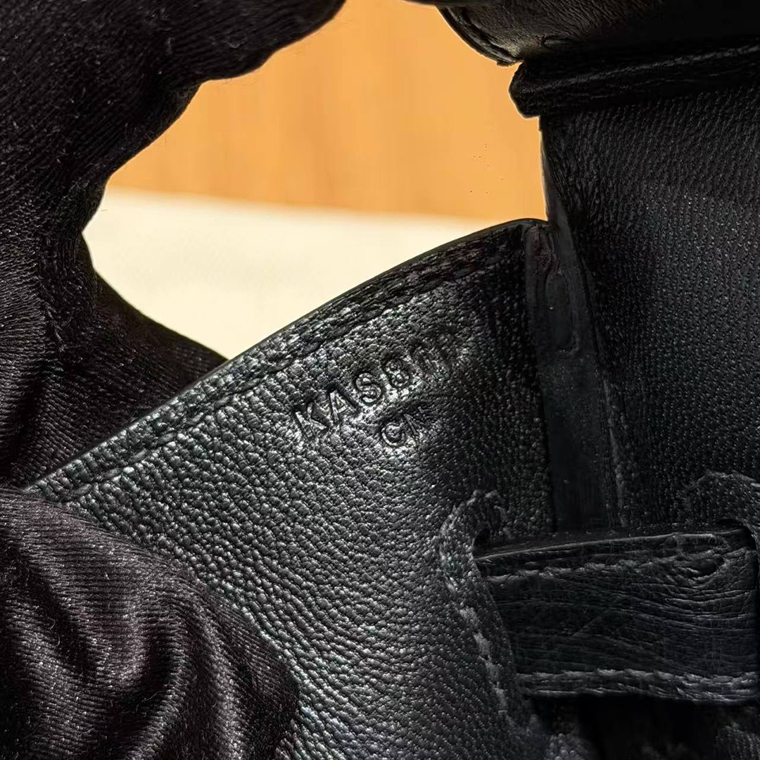 Hermes Birkin 30 Bag Handmade In KK Ostrich Leather from South Africa Silver Hardware 89 Noir - Image 23