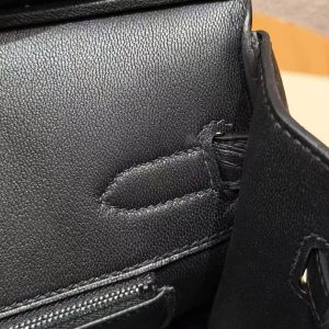 Hermes Birkin 30 Bag Handmade In KK Ostrich Leather from South Africa Silver Hardware 89 Noir - Image 16
