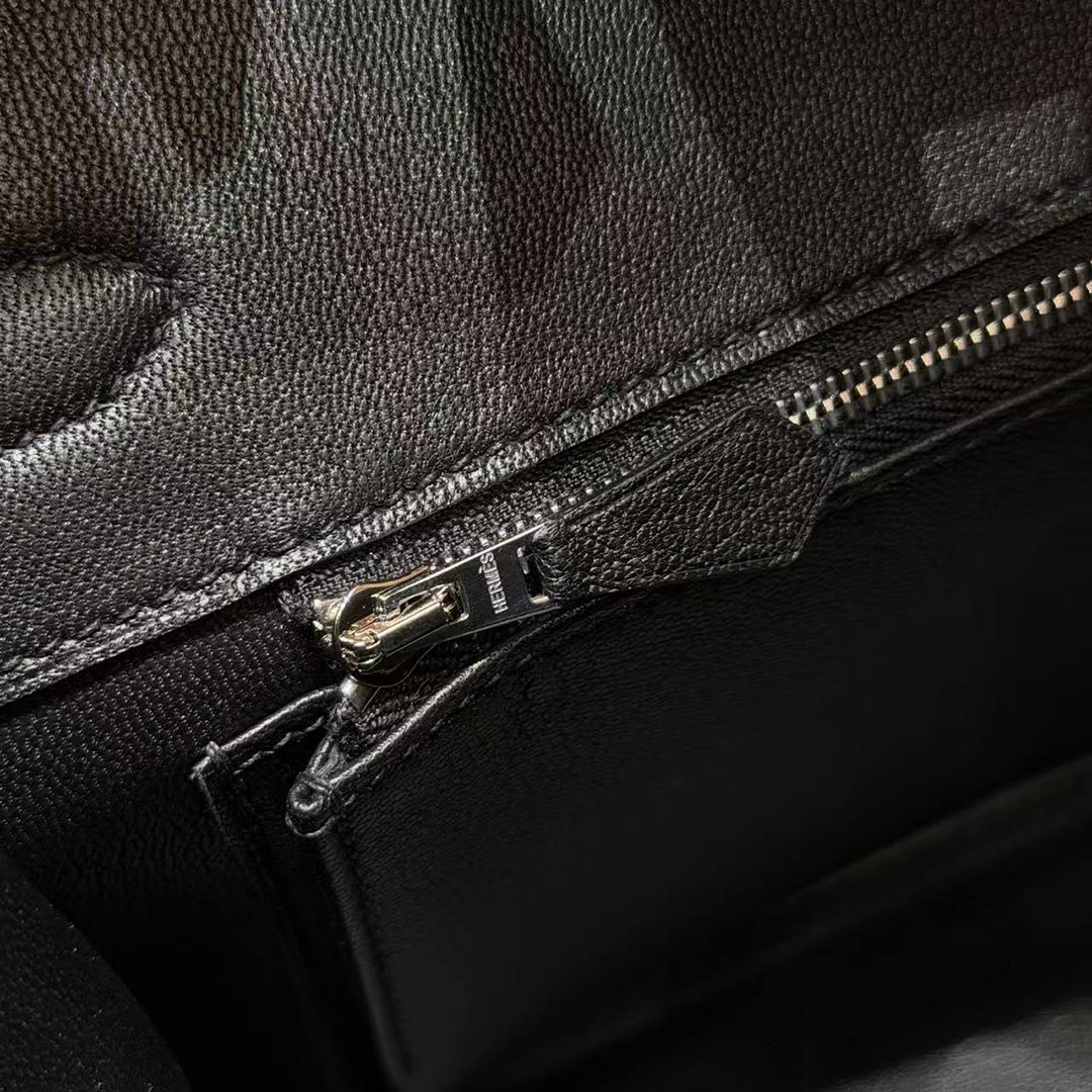 Hermes Birkin 30 Bag Handmade In KK Ostrich Leather from South Africa Silver Hardware 89 Noir - Image 15