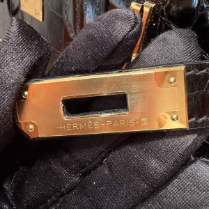 Hermes Birkin 30 Bag Handmade In Niloticus Crocodile Leather from Nile Gold Hardware 89 Noir - Image 19