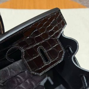 Hermes Birkin 30 Bag Handmade In Niloticus Crocodile Leather from Nile Gold Hardware 89 Noir - Image 4