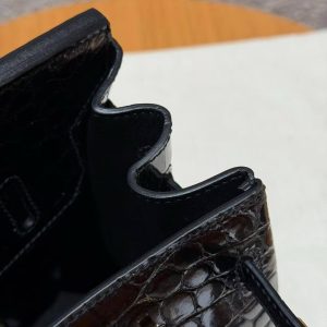 Hermes Birkin 30 Bag Handmade In Niloticus Crocodile Leather from Nile Gold Hardware 89 Noir - Image 3