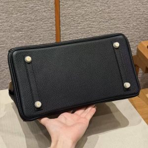 Hermes Birkin 30 Bag Handmade In Togo Calfskin Leather Gold Hardware 89 Noir - Image 13