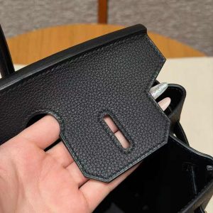 Hermes Birkin 30 Bag Handmade In Togo Calfskin Leather Gold Hardware 89 Noir - Image 8