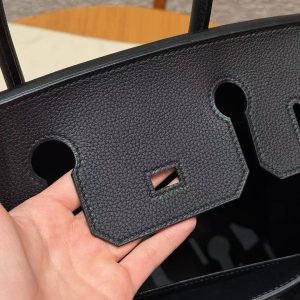 Hermes Birkin 30 Bag Handmade In Togo Calfskin Leather Gold Hardware 89 Noir - Image 7