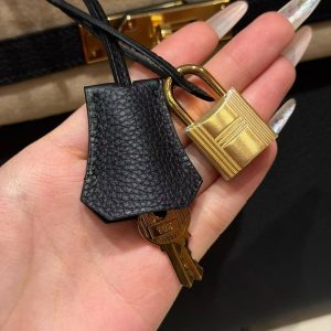 Hermes Birkin 30 Bag Handmade In Togo Calfskin Leather Gold Hardware 89 Noir - Image 6