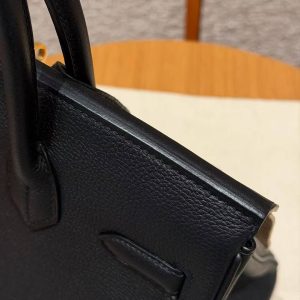 Hermes Birkin 30 Bag Handmade In Togo Calfskin Leather Gold Hardware 89 Noir - Image 4