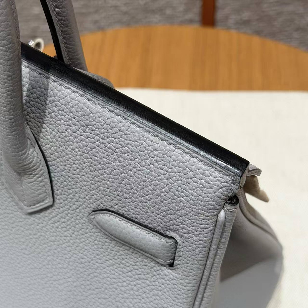 Hermes Birkin 30 Bag Handmade In Togo Calfskin Leather Silver Hardware 8U Blue Glacier - Image 15