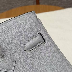 Hermes Birkin 30 Bag Handmade In Togo Calfskin Leather Silver Hardware 8U Blue Glacier - Image 14