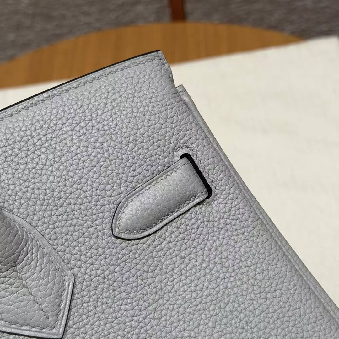 Hermes Birkin 30 Bag Handmade In Togo Calfskin Leather Silver Hardware 8U Blue Glacier - Image 14