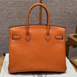 Hermes Birkin 30 Bag Handmade In KK Ostrich Leather From South Africa Gold Hardware 93 Orange - Image 19