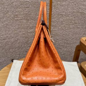 Hermes Birkin 30 Bag Handmade In KK Ostrich Leather From South Africa Gold Hardware 93 Orange - Image 18