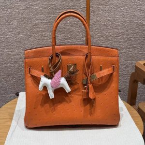 Hermes Birkin 30 Bag Handmade In KK ostrich Leather From South Africa Gold Hardware 93 Orange
