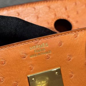 Hermes Birkin 30 Bag Handmade In KK Ostrich Leather From South Africa Gold Hardware 93 Orange - Image 6